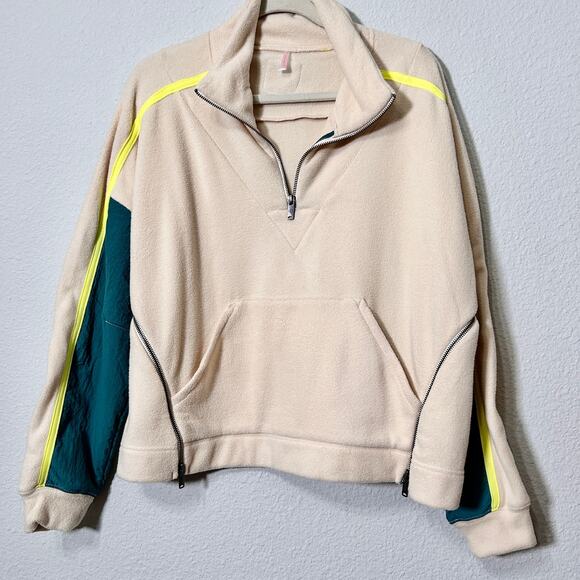 NEW Free People Movement Arena Fleece Pullover Ivory Combo Small Après Ski - Picture 3 of 10